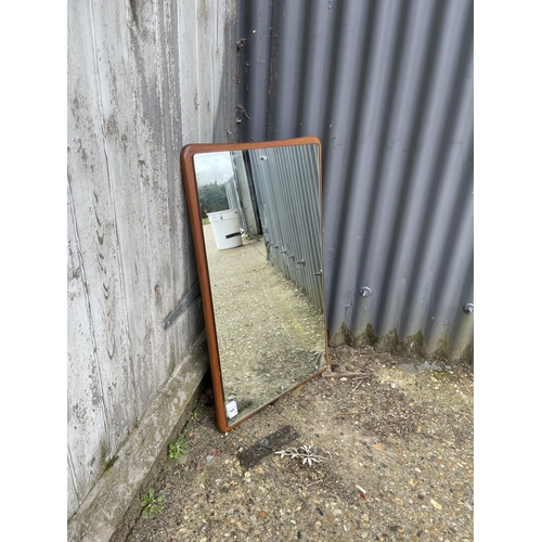 6 - A mid century teak framed mirror 42x 70