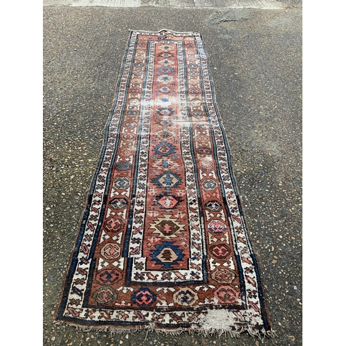 812 - Worn Turkish runner 3.2 m x .95 m