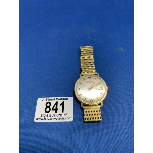 841 - Gents Nivada 18ct Gold Wristwatch on Hallmarked 18ct Gold Bracelet, weight of bracelet & Watch case ... 