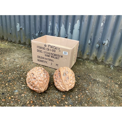 232 - A pair of large artificial walnuts