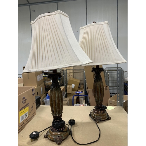 Pair of tall table lamps and shades