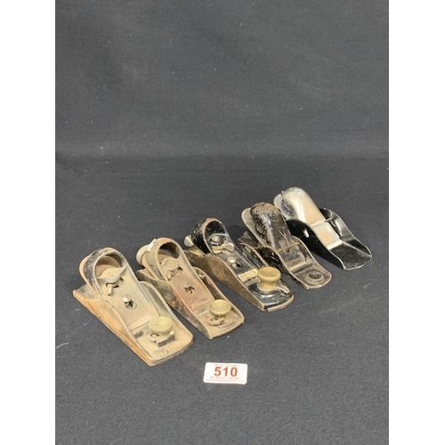 510 - 5 assorted block planes, including Stanley