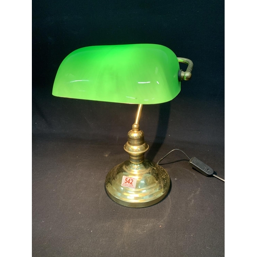 542 - Brass bankers lamp, height 36cms