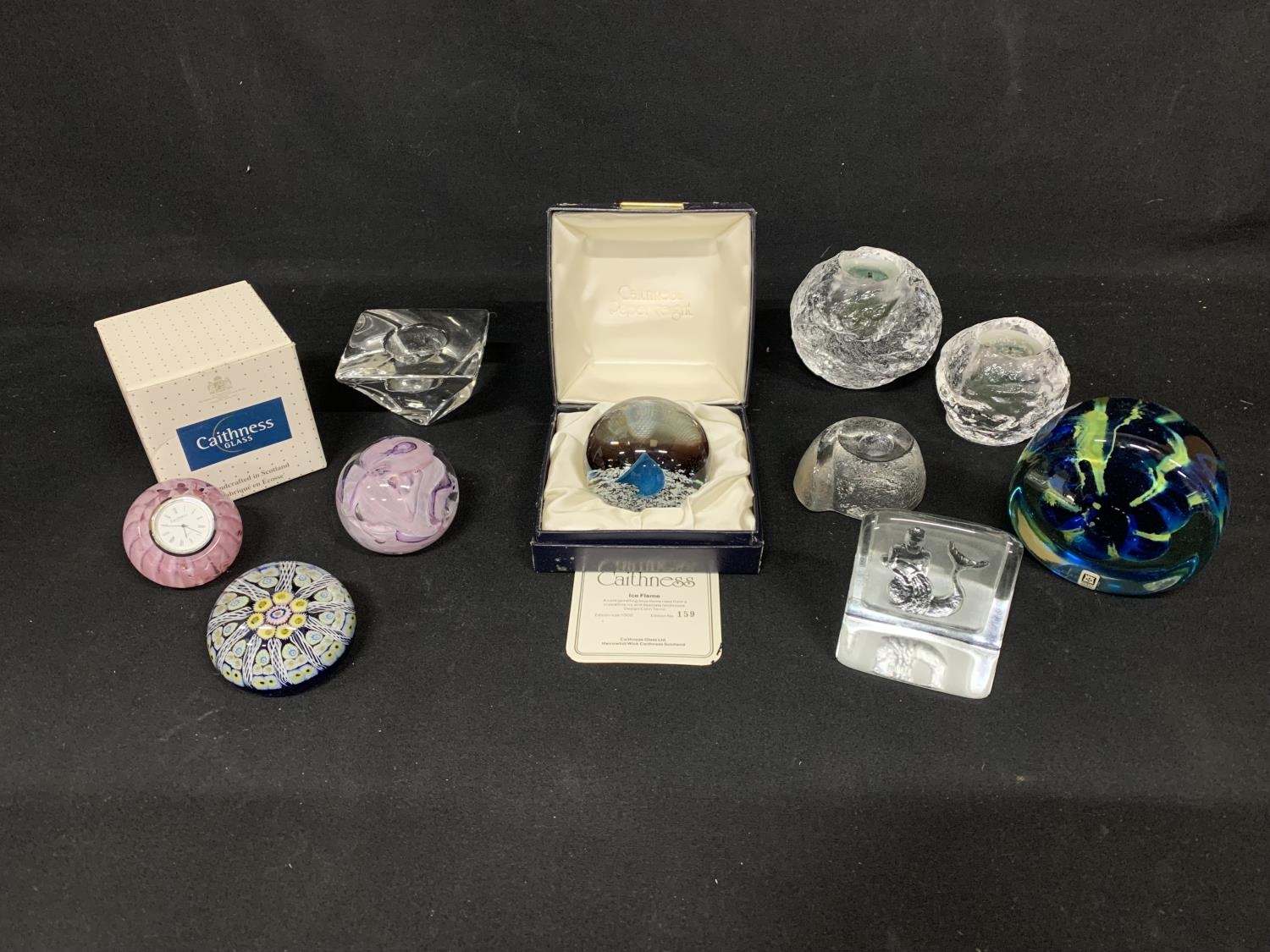Boxed Caithness ice flame limited Edition Paperweight, five other