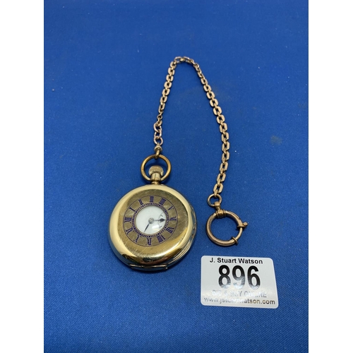 Rolled Gold Half hunter Pocket Watch and Chain, Working