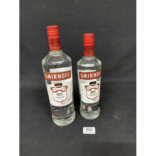 966 - One Litre bottle Vodka and one 75 cl bottle of Vodka