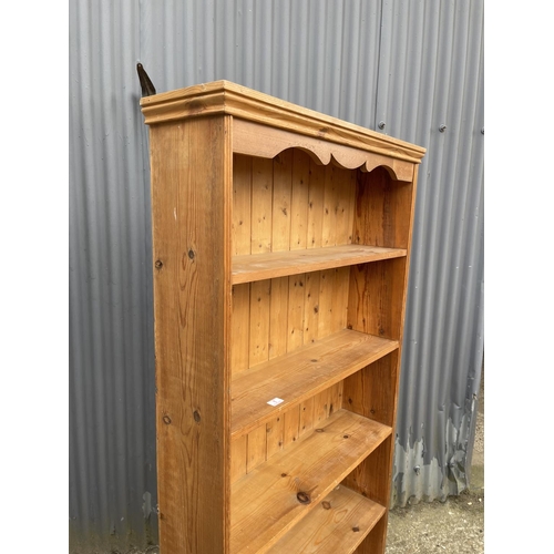 1 - A farmhouse pine open fronted bookcase 90x25x180