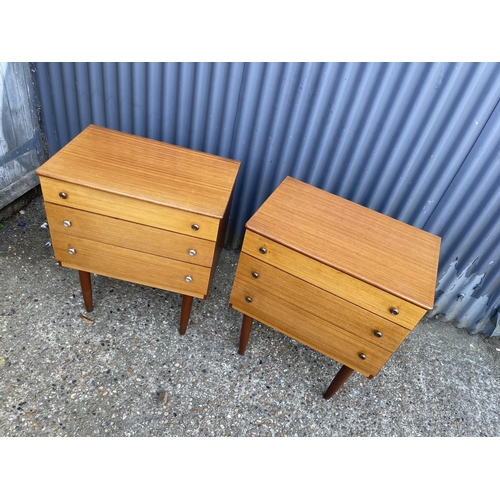 10 - A pair of mid century teak chests of three drawers