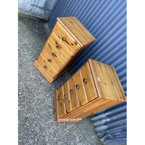 17 - A pair of ducal pine tallboy chests of five drawers