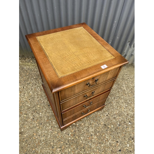 2 - A reproduction mahogany filing cabinet with gold leather top (with key) 60x 55x 77