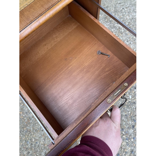 2 - A reproduction mahogany filing cabinet with gold leather top (with key) 60x 55x 77