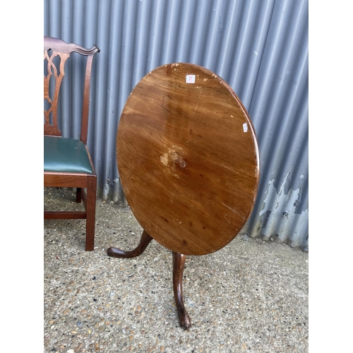 31 - A Pair of mahogany dining chairs together with a victorian snap top occasional table