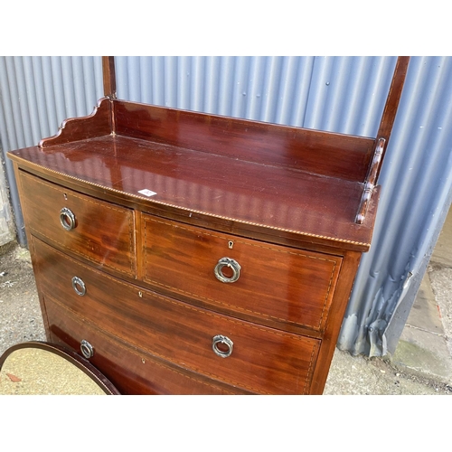 32 - Edwardian mahogany dressing chest of five drawers with swing mirror a/f