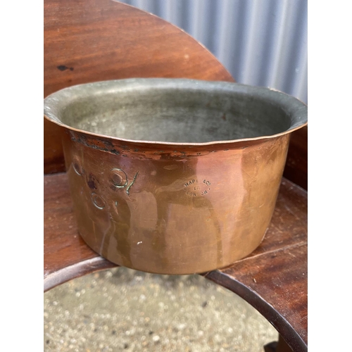 35 - Victorian mahogany wash stand with Maple & Co marked copper bowl