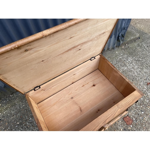 36 - Pine box and modern glass occasional table