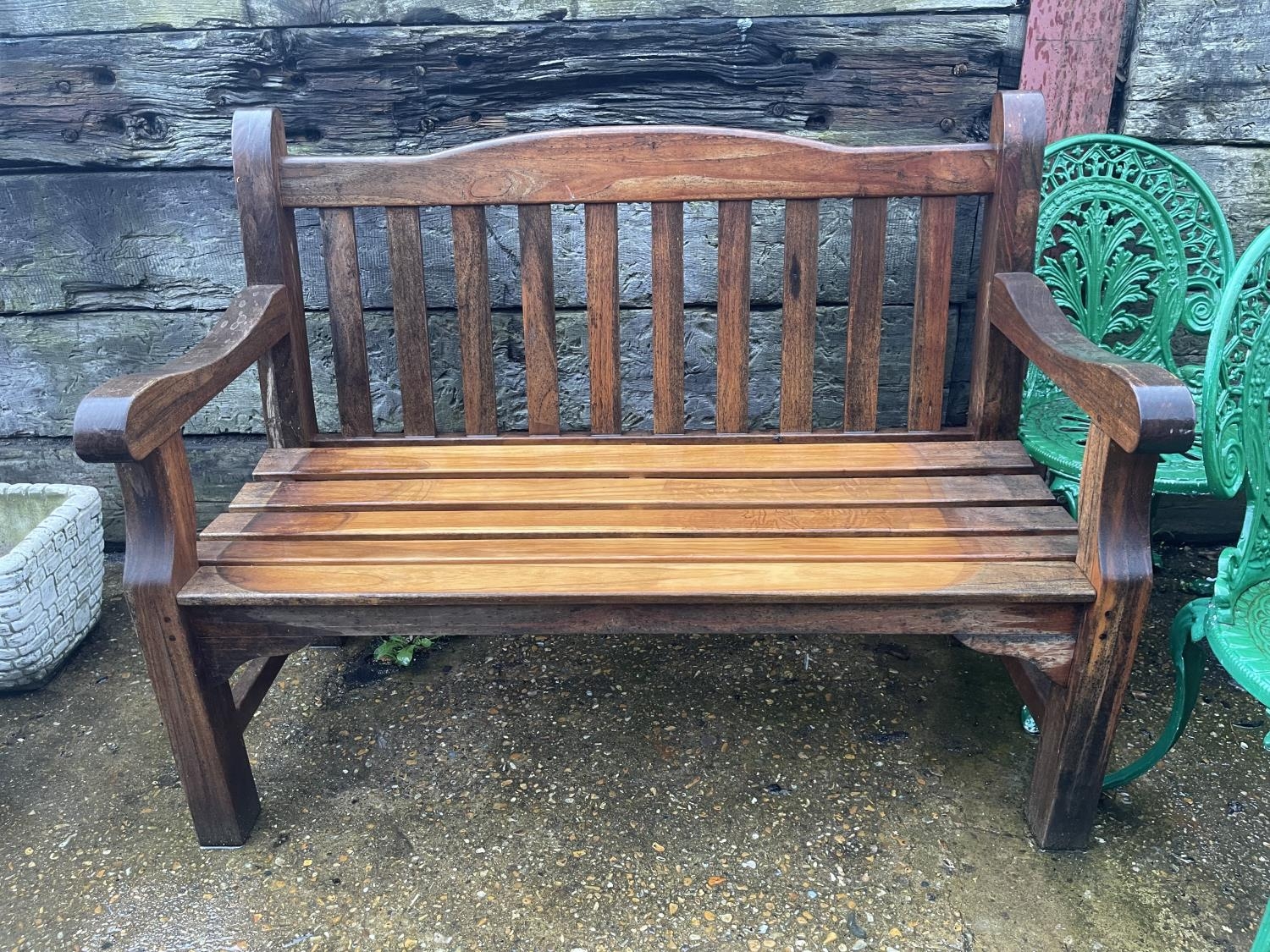 A wooden garden bench