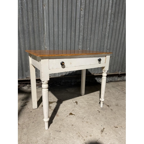 64 - A white painted pine single drawer table