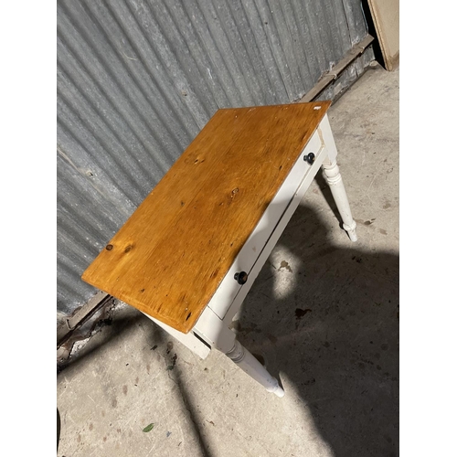 64 - A white painted pine single drawer table