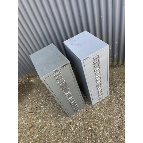 9 - Two Bisley grey metal banks of filing drawers