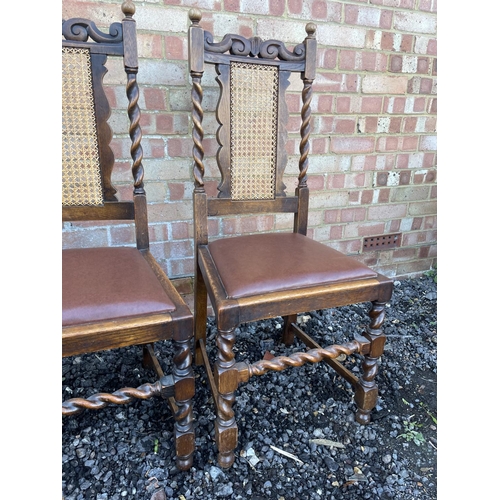 1 - A set of four early 20th century barley twist oak dining chairs