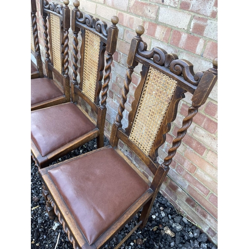 1 - A set of four early 20th century barley twist oak dining chairs