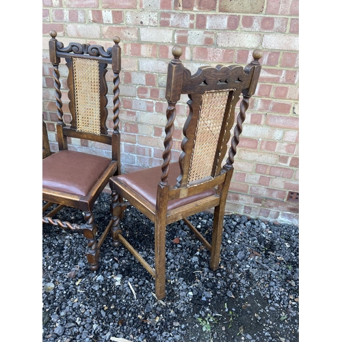 1 - A set of four early 20th century barley twist oak dining chairs