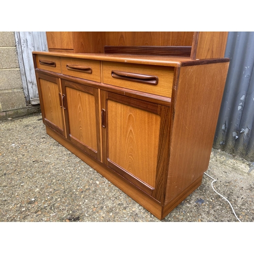 104 - A g plan fresco teak three drawer sideboard with removable cocktail cabinet top 142cm wide