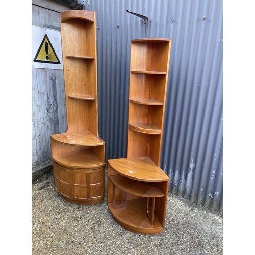 107 - Two mid century teak corner bookcase units