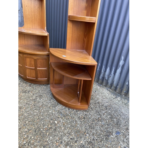 107 - Two mid century teak corner bookcase units