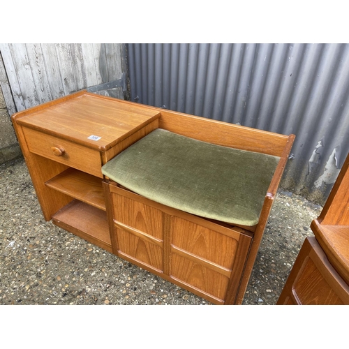 109 - A Nathan teak single drawer telephone table together with a Nathan teak corner base unit