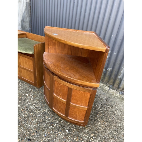 109 - A Nathan teak single drawer telephone table together with a Nathan teak corner base unit