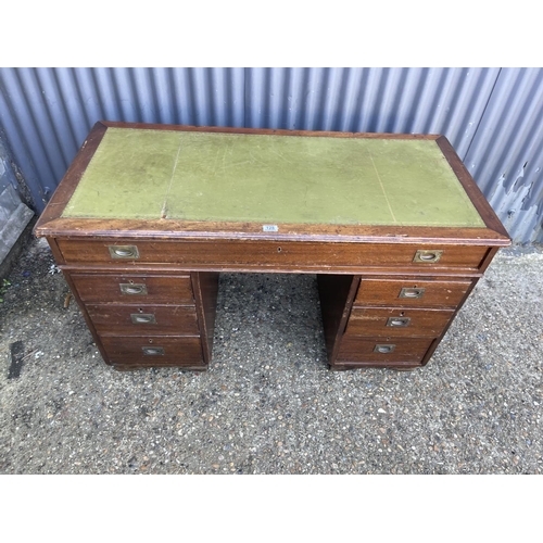 128 - A victorian mahogany military style twin pedestal desk 125x55x75 STAMPED COM RS