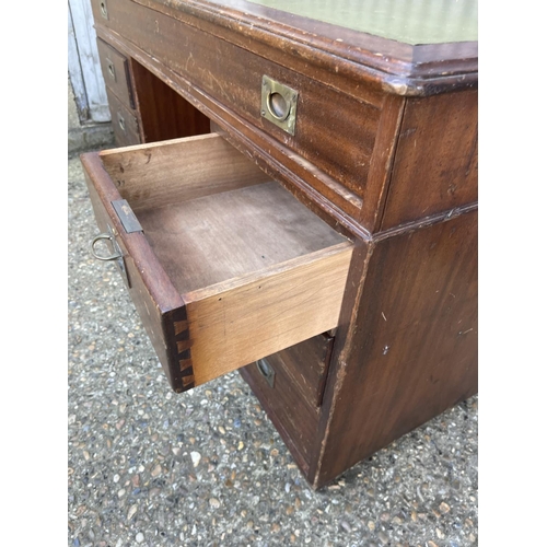 128 - A victorian mahogany military style twin pedestal desk 125x55x75 STAMPED COM RS