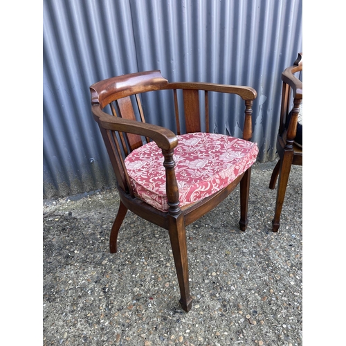 133 - A pair of Edwardian mahogany bow back chairs