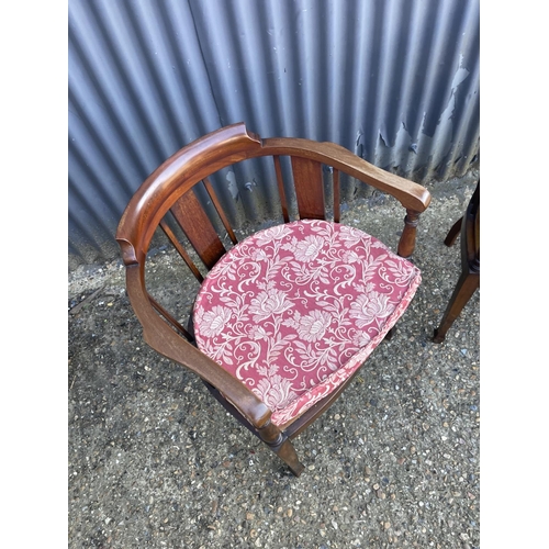 133 - A pair of Edwardian mahogany bow back chairs