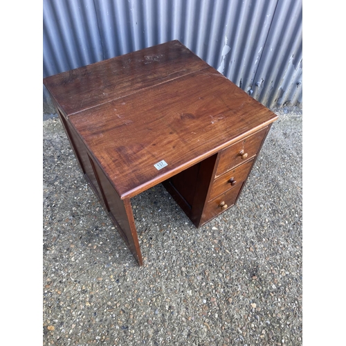 137 - An unusual mahogany childs three drawer desk 68x 68x66