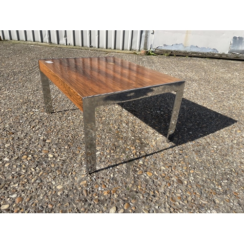 145 - A merrow associates style rosewood and chrome table 58x 45 x 30