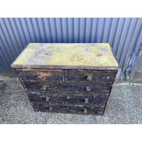 158 - A vintage pine chest of five drawers 98x45x84