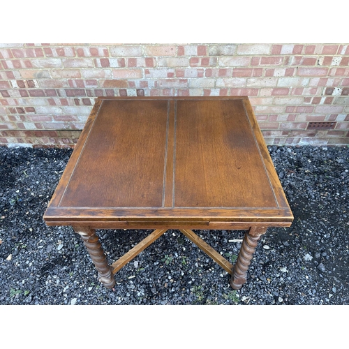 2 - An oak barley twist drawer leaf table 92x92x78