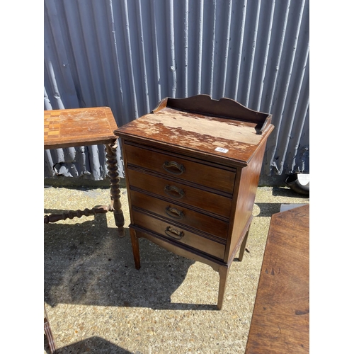 207 - A Victorian tripod table together with music cabinet, nest of three and games table AF