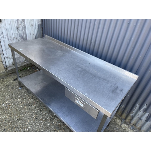 221 - A stainless steel kitchen prep table with drawer 165x66x78