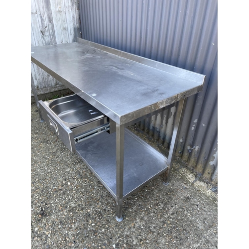 221 - A stainless steel kitchen prep table with drawer 165x66x78