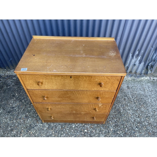 223 - A mid century light oak chest of drawers 77x45x90