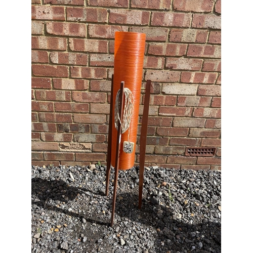 23 - A mid century teak rocket lamp 95cm