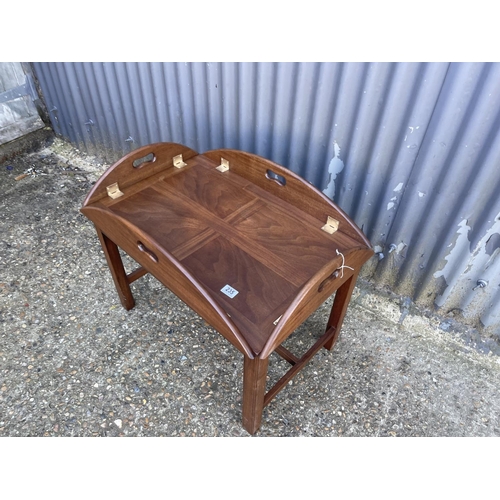 235 - A military style mahogany tray top butlers table