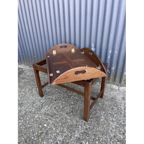 235 - A military style mahogany tray top butlers table