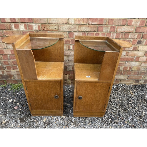 26 - A pair of early 20th century oak pot cupboard bedsides