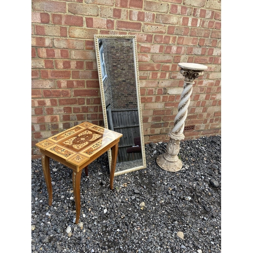 31 - A faux marble plant stand, mirror and Italian musical table