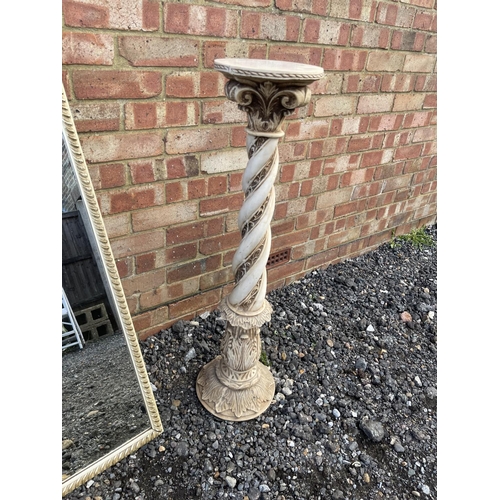 31 - A faux marble plant stand, mirror and Italian musical table