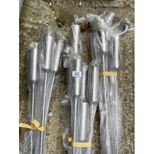 343 - 12 chrome outdoor oil fuelled lantern lights